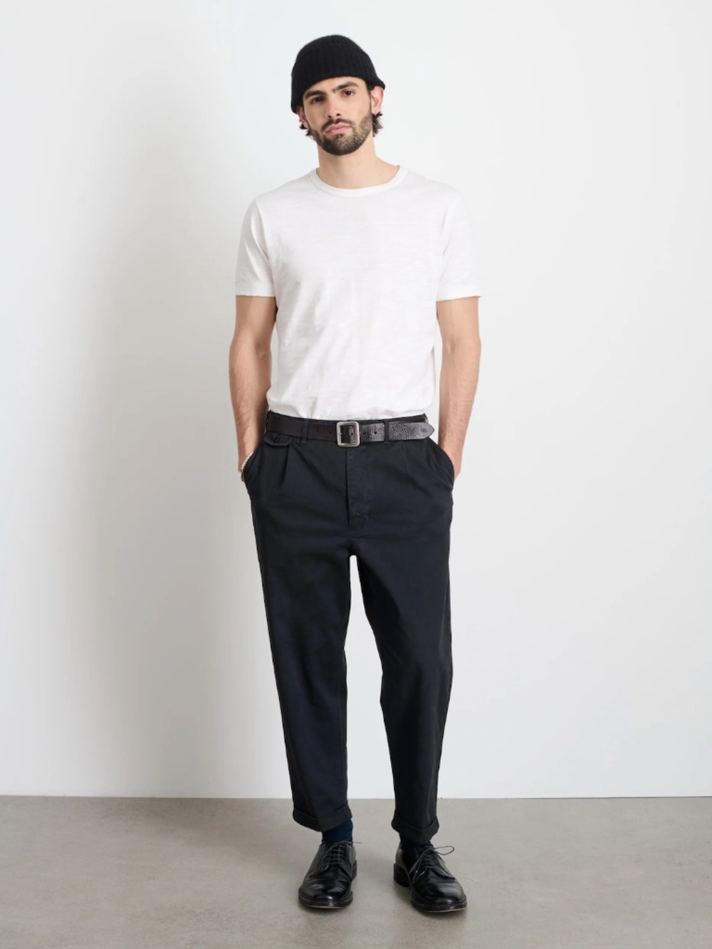 Alex Mill Standard Pleated Cropped Pant Chino In Black, Men's 30 Casual Trouser